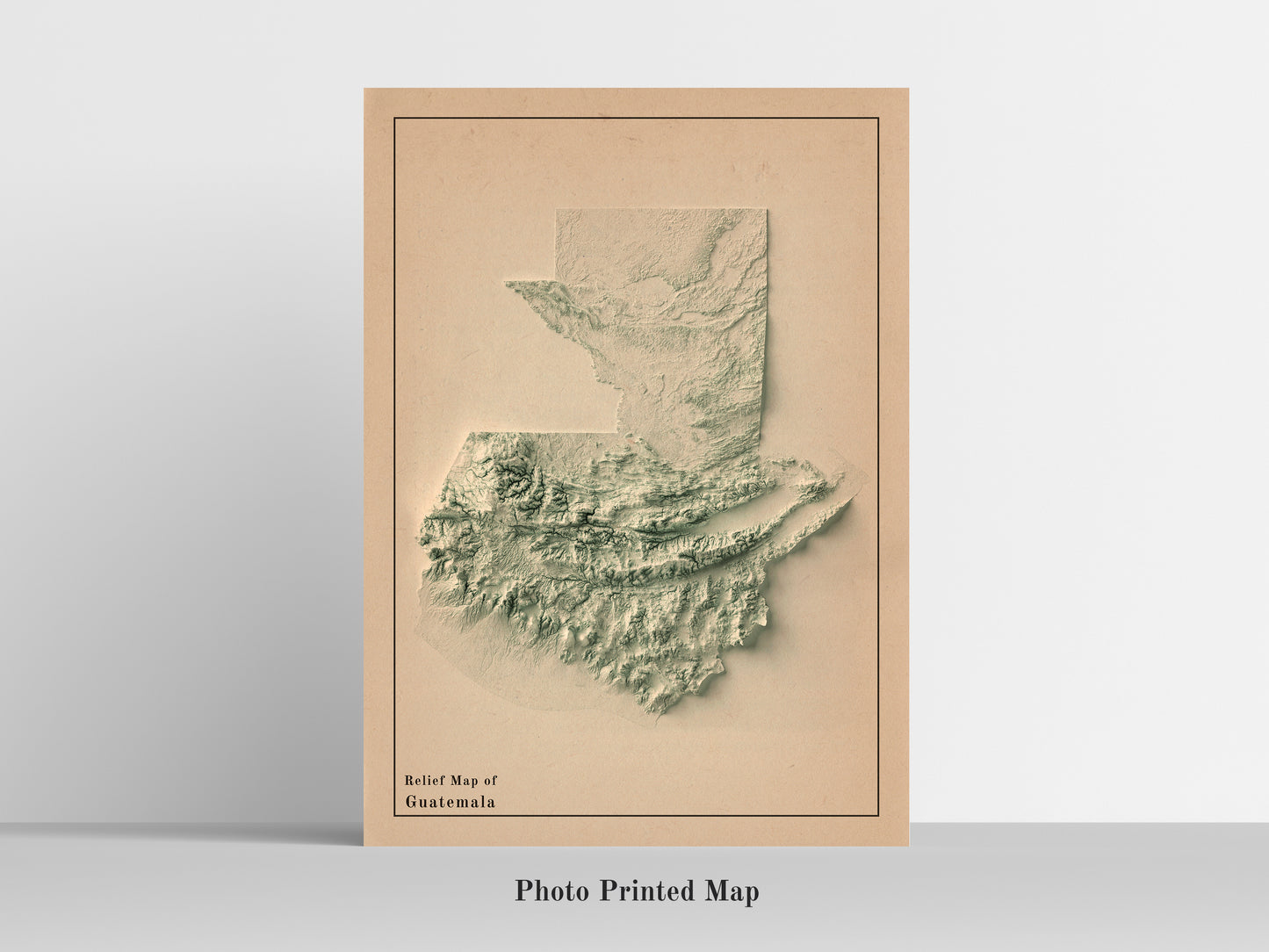 vintage shaded relief map of Guatemala