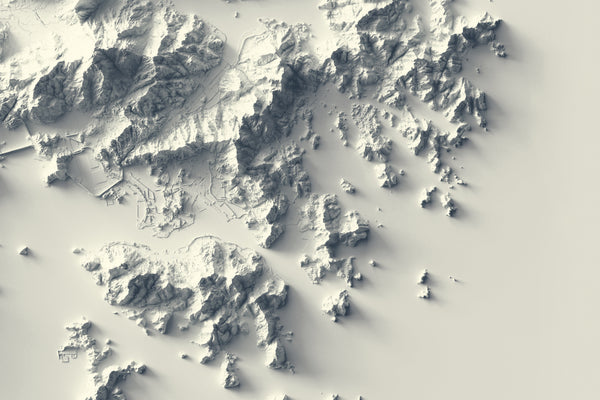 vintage shaded relief map of Hong Kong
