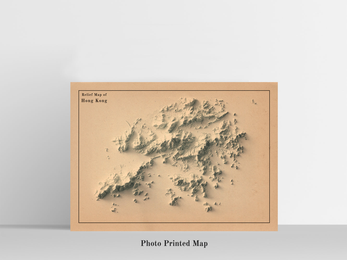 vintage shaded relief map of Hong Kong