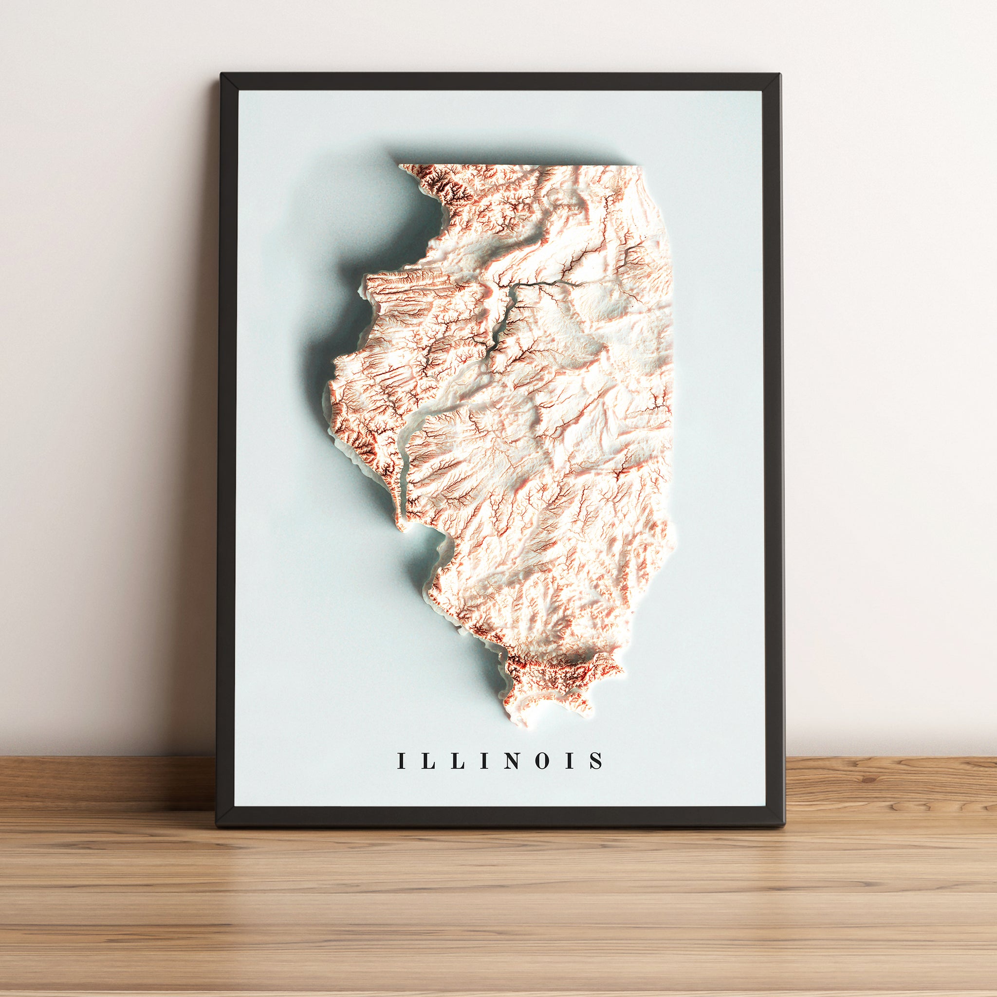 vintage shaded relief map of Illinois