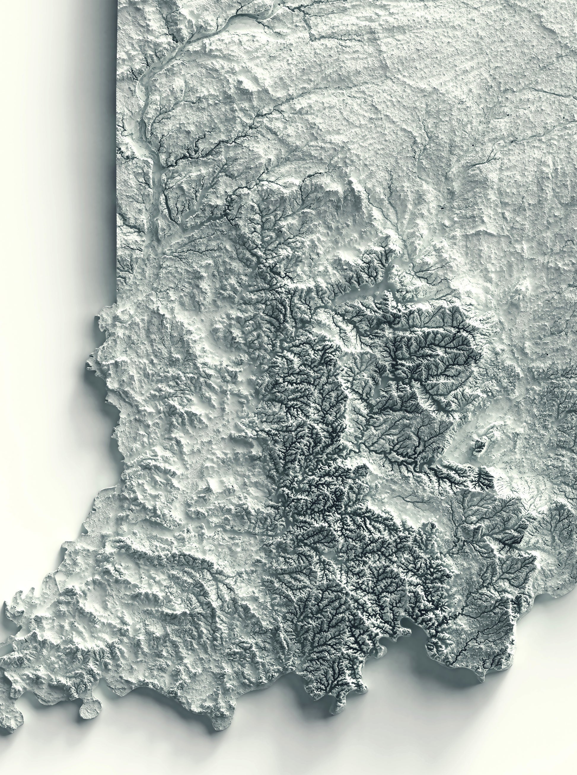 vintage shaded relief map of Indiana