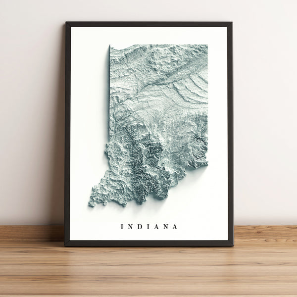 vintage shaded relief map of Indiana
