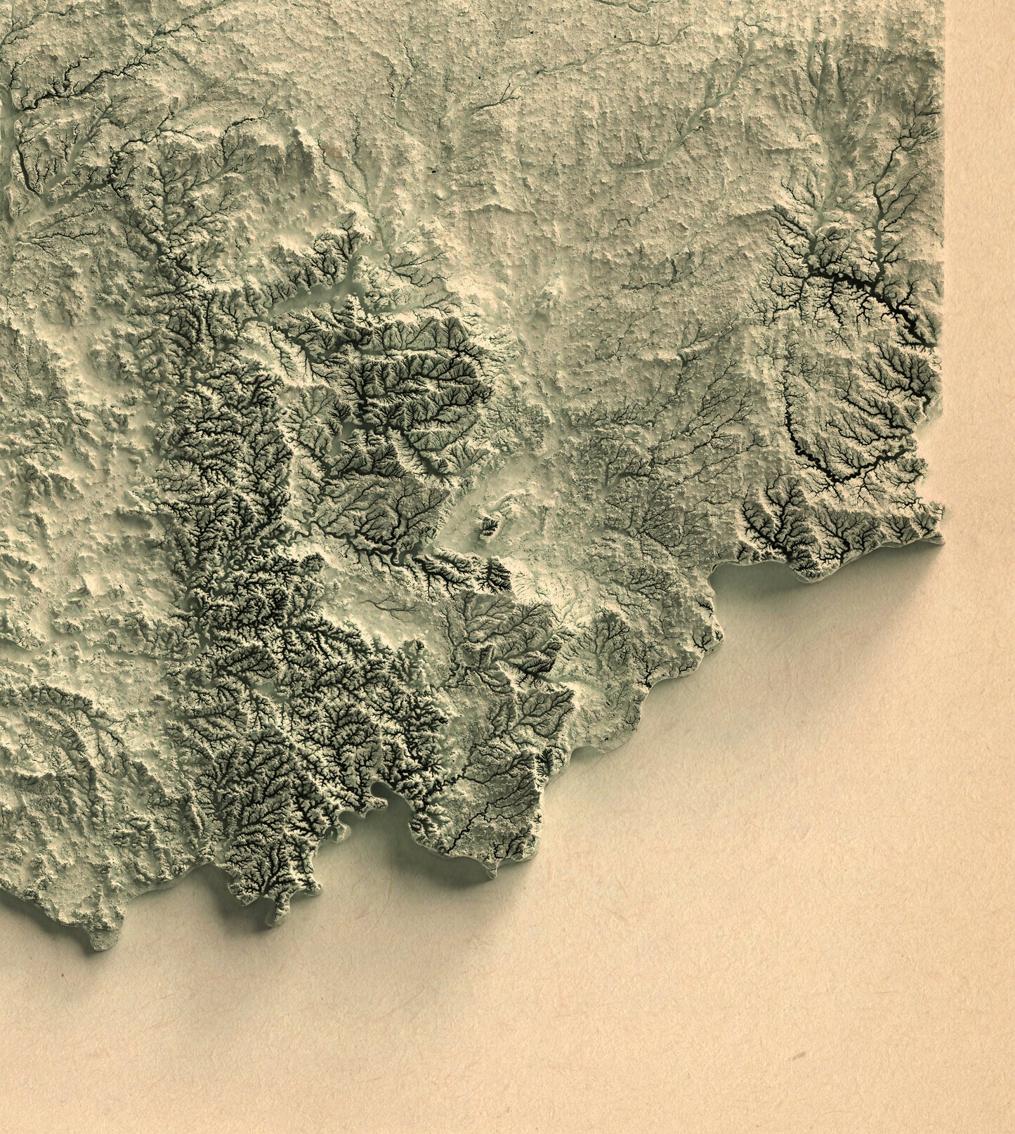 vintage shaded relief map of Indiana