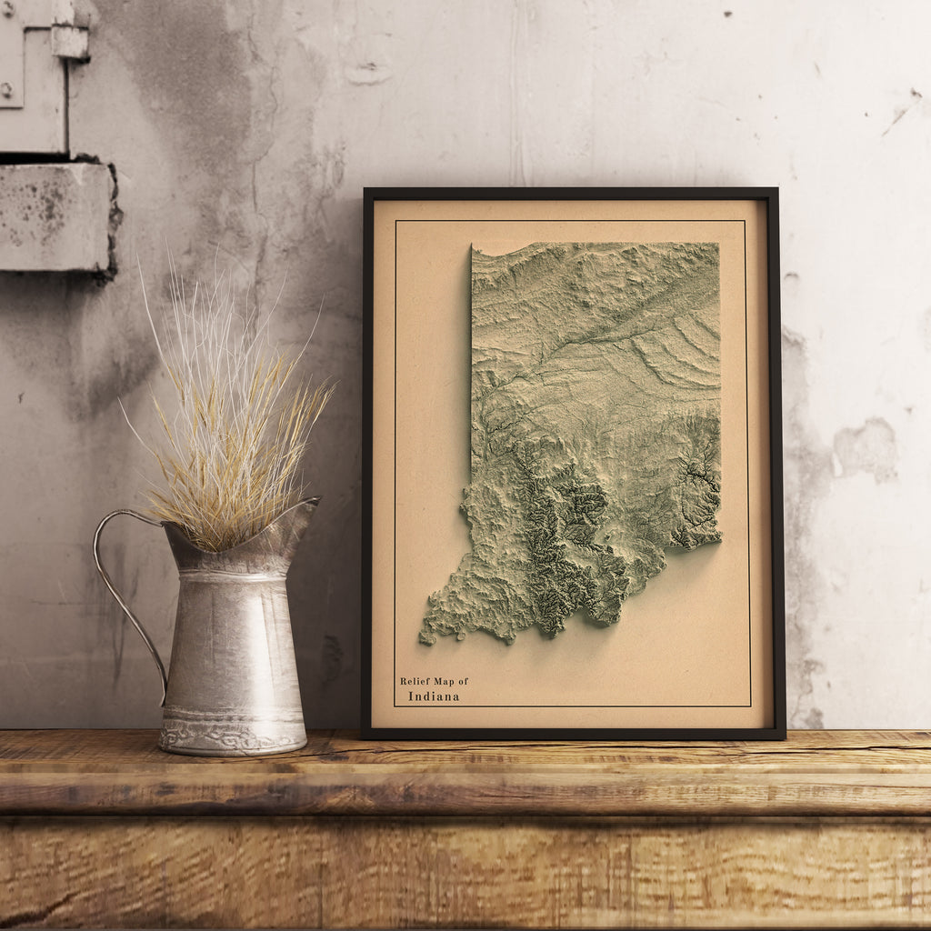 Indiana 2D Relief Map Think About Maps