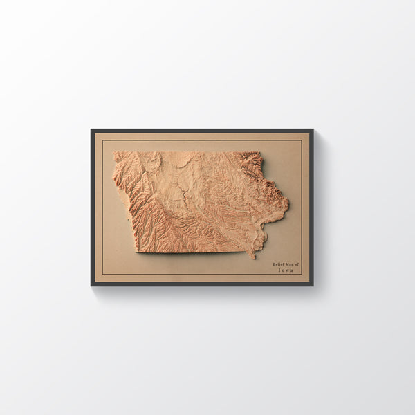 vintage shaded relief map of Iowa