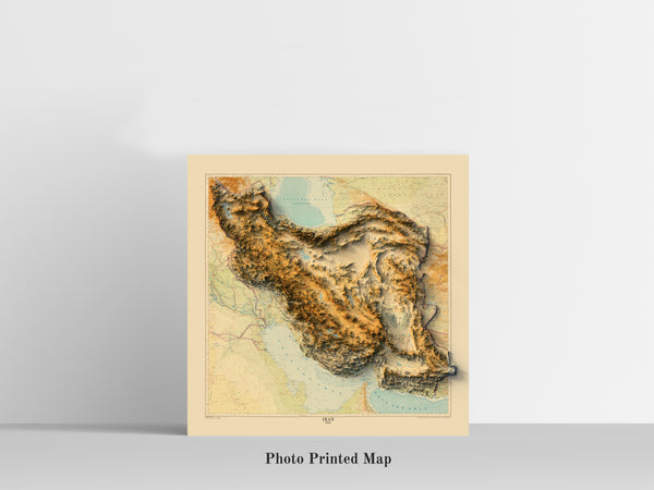 vintage shaded relief map of Iran