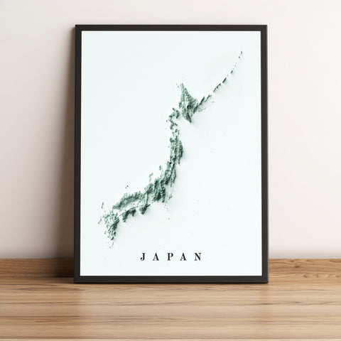 vintage shaded relief map of Japan