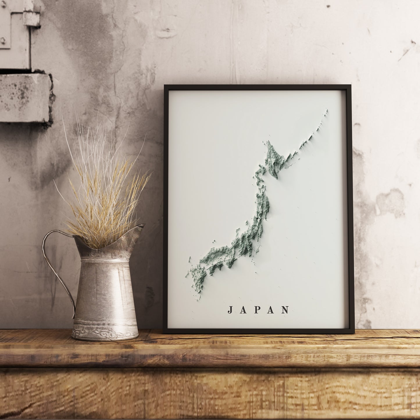 vintage shaded relief map of Japan