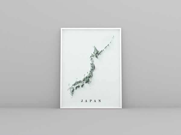 vintage shaded relief map of Japan