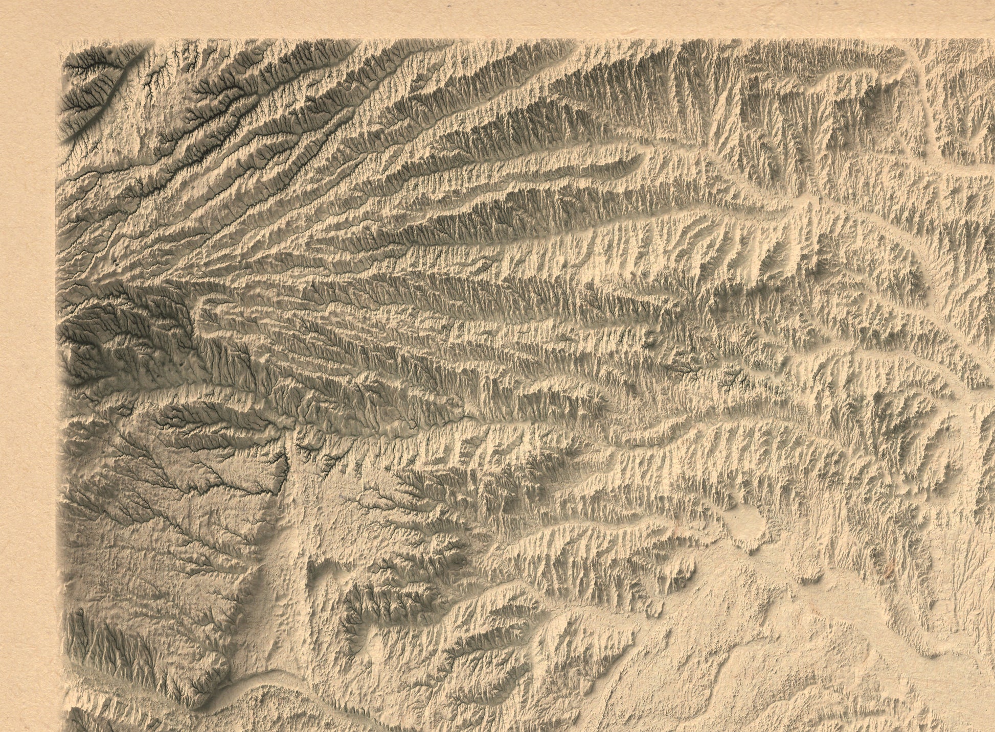 vintage shaded relief map of Kansas