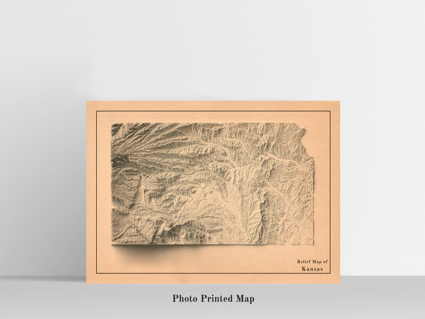 vintage shaded relief map of Kansas