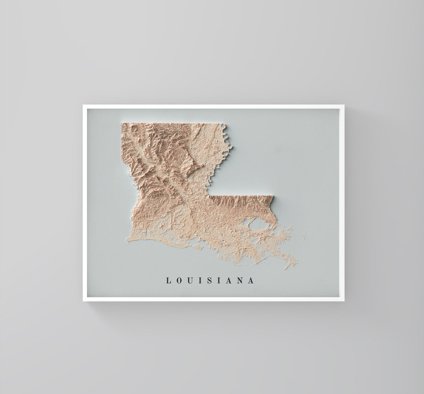 vintage shaded relief map of Lousiana