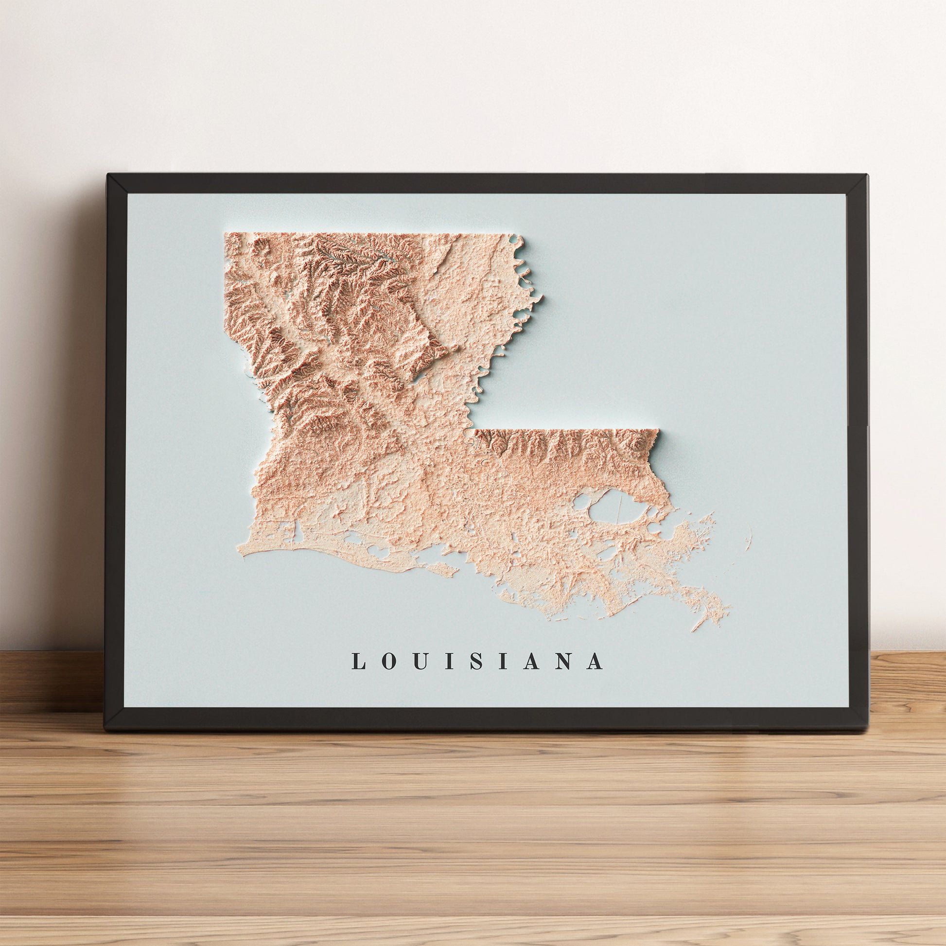 vintage shaded relief map of Lousiana