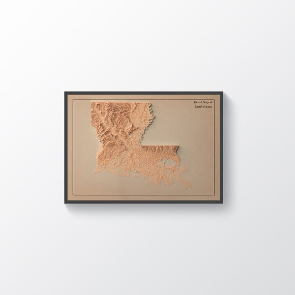 vintage shaded relief map of Louisiana