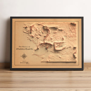 vintage shaded relief map of the Middle-Earth