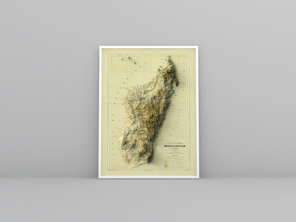vintage relief map of Madagascar