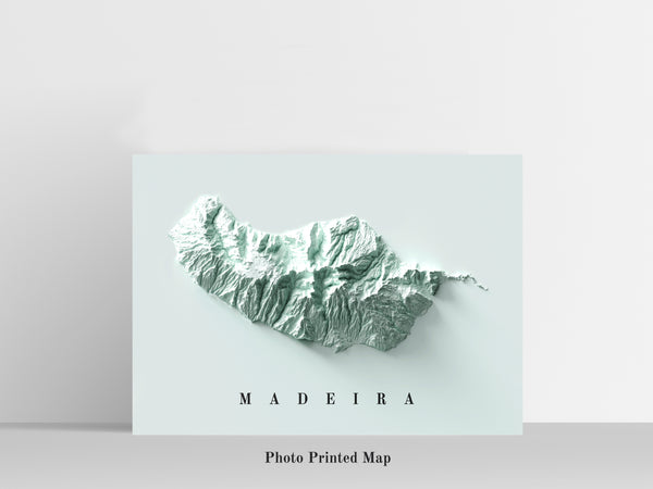 vintage shaded relief map of Madeira Island, Portugal
