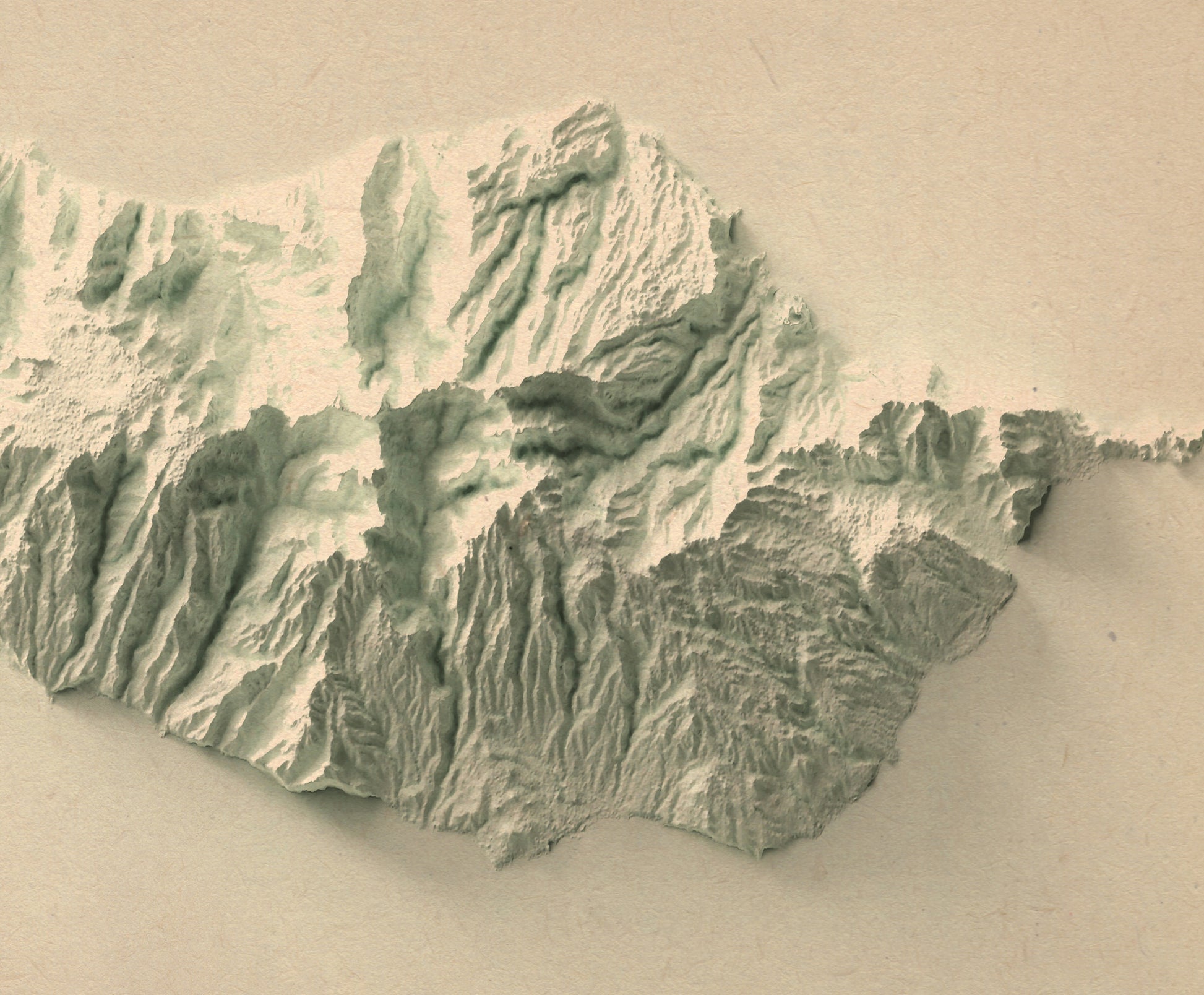 vintage shaded relief map of Madeira Island, Portugal