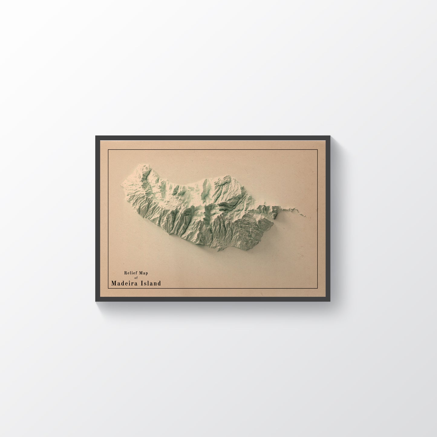 vintage shaded relief map of Madeira Island, Portugal