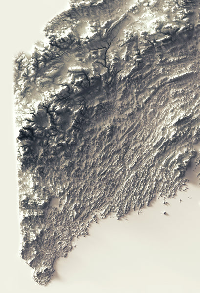 vintage shaded relief map of Maine