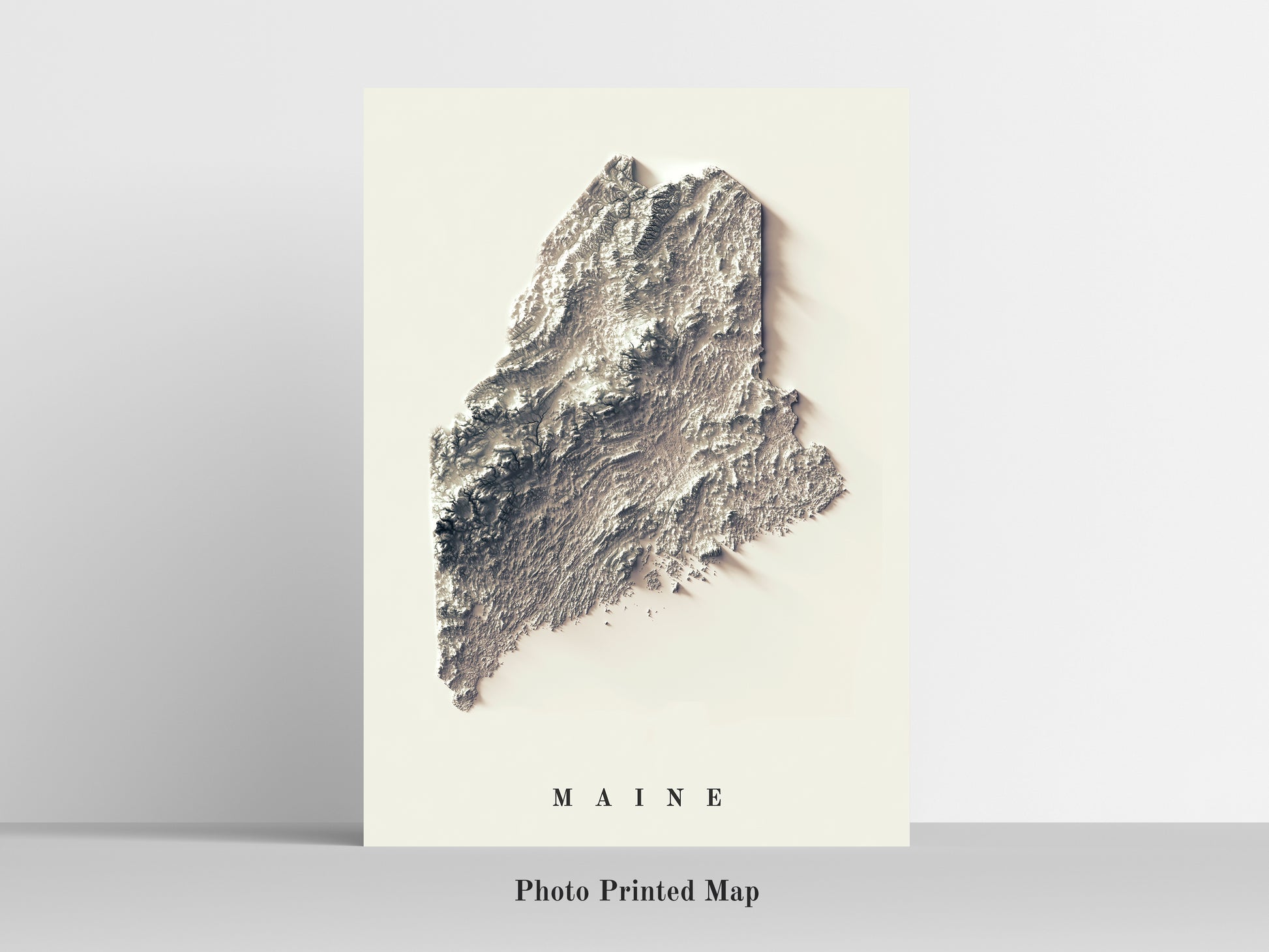 vintage shaded relief map of Maine