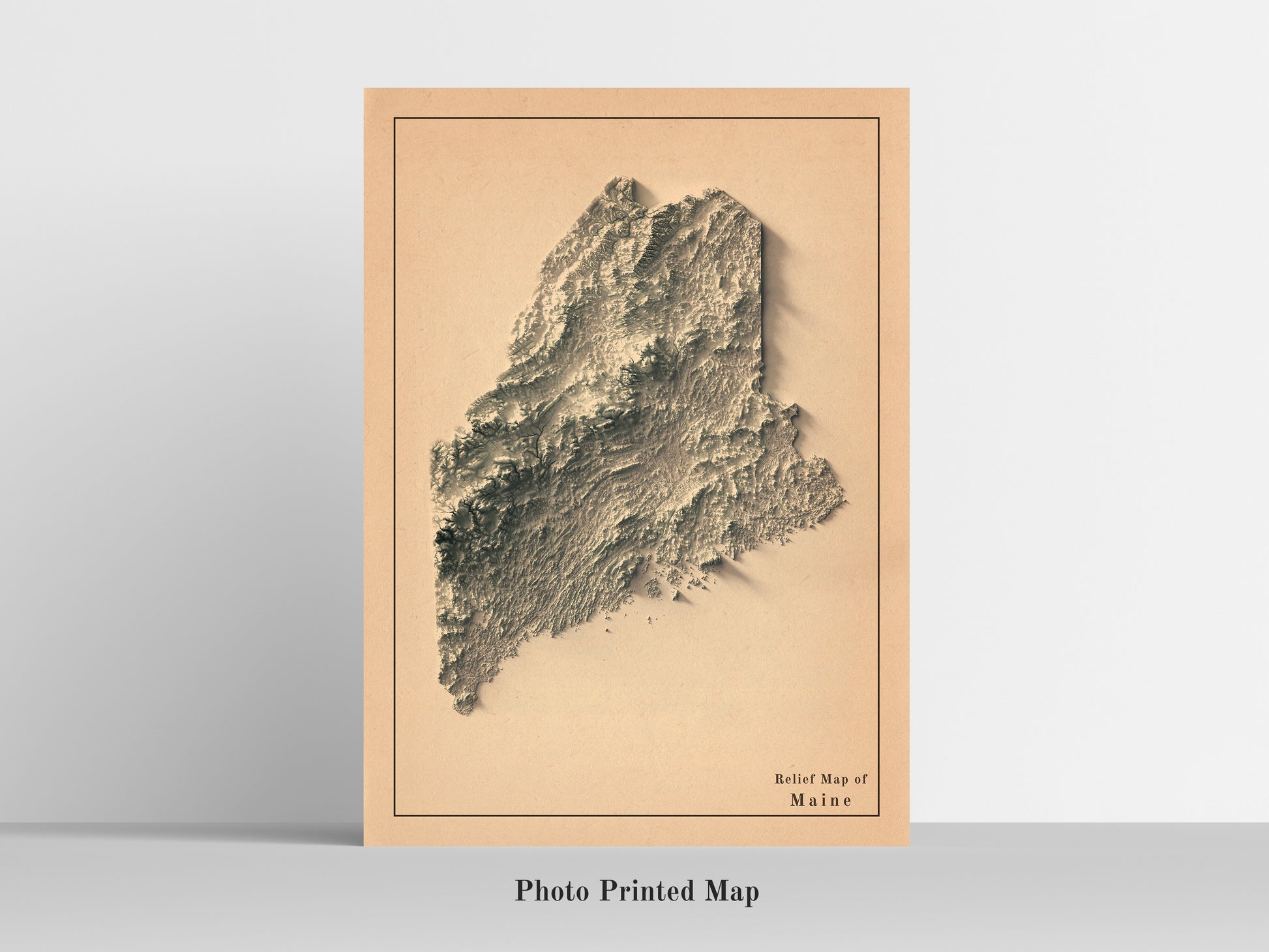 vintages shaded relief map of Maine