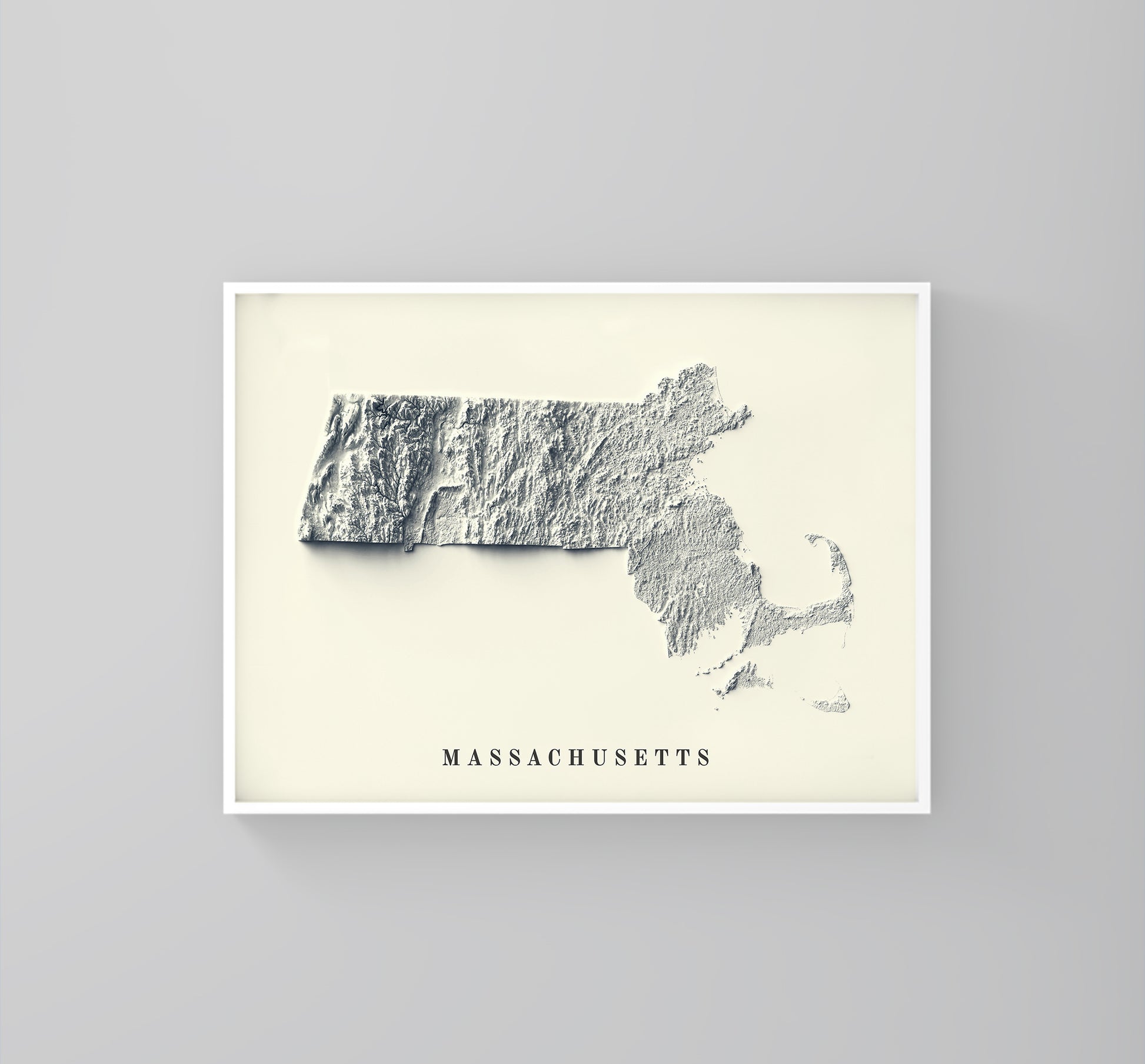 vintage shaded relief map of massachusetts