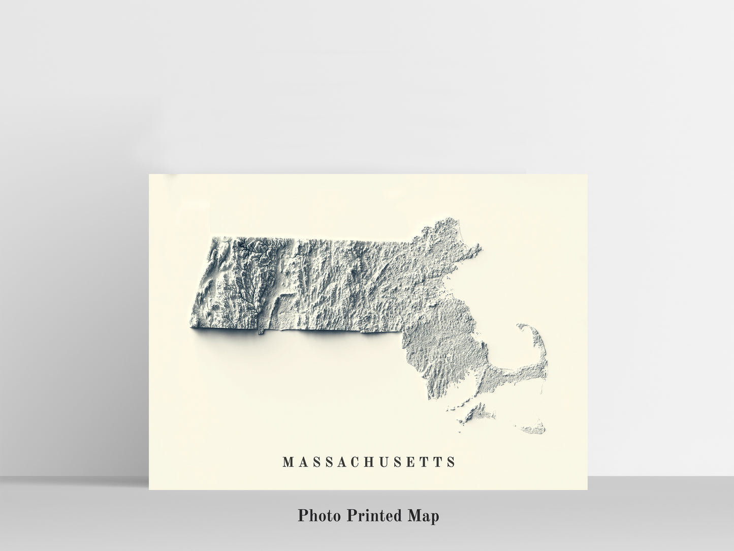 vintage shaded relief map of massachusetts