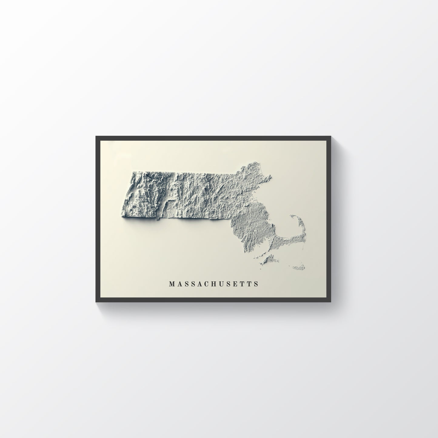 vintage shaded relief map of massachusetts