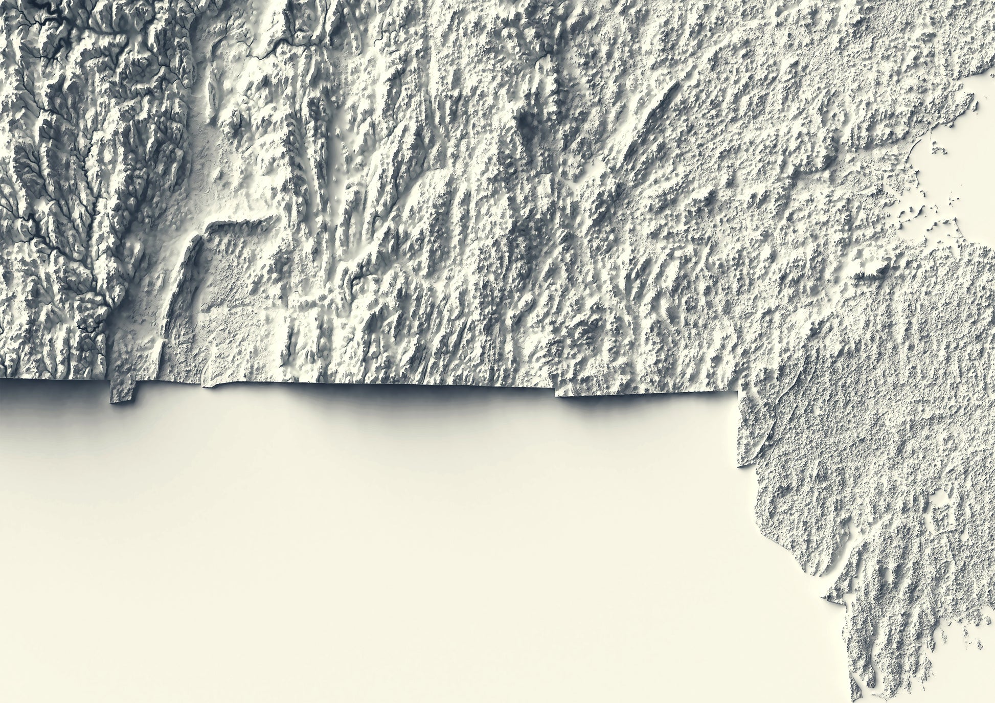 vintage shaded relief map of massachusetts