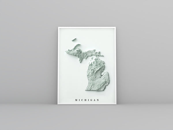 vintage shaded relief map of Michigan