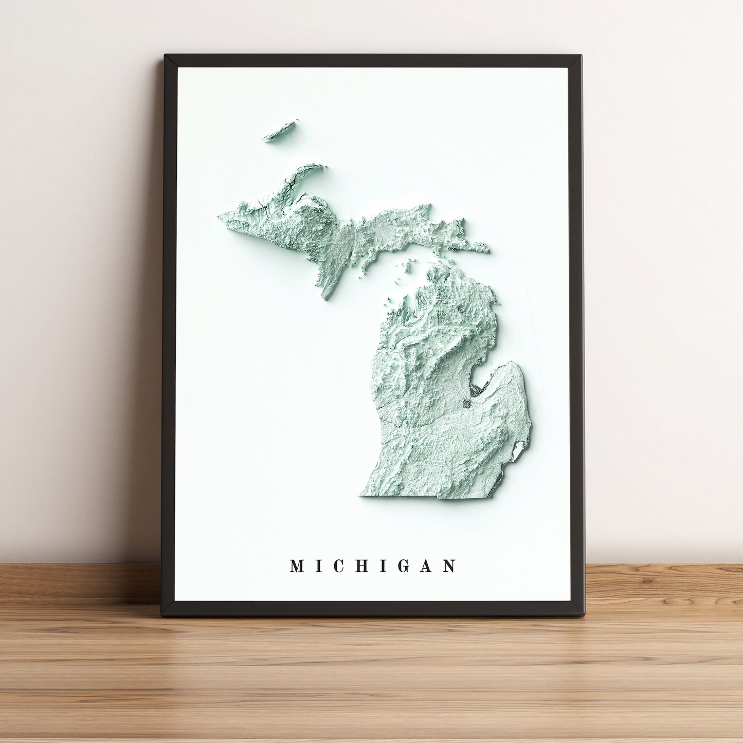 vintage shaded relief map of Michigan