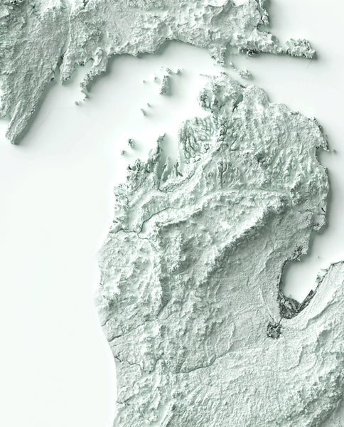 vintage shaded relief map of Michigan