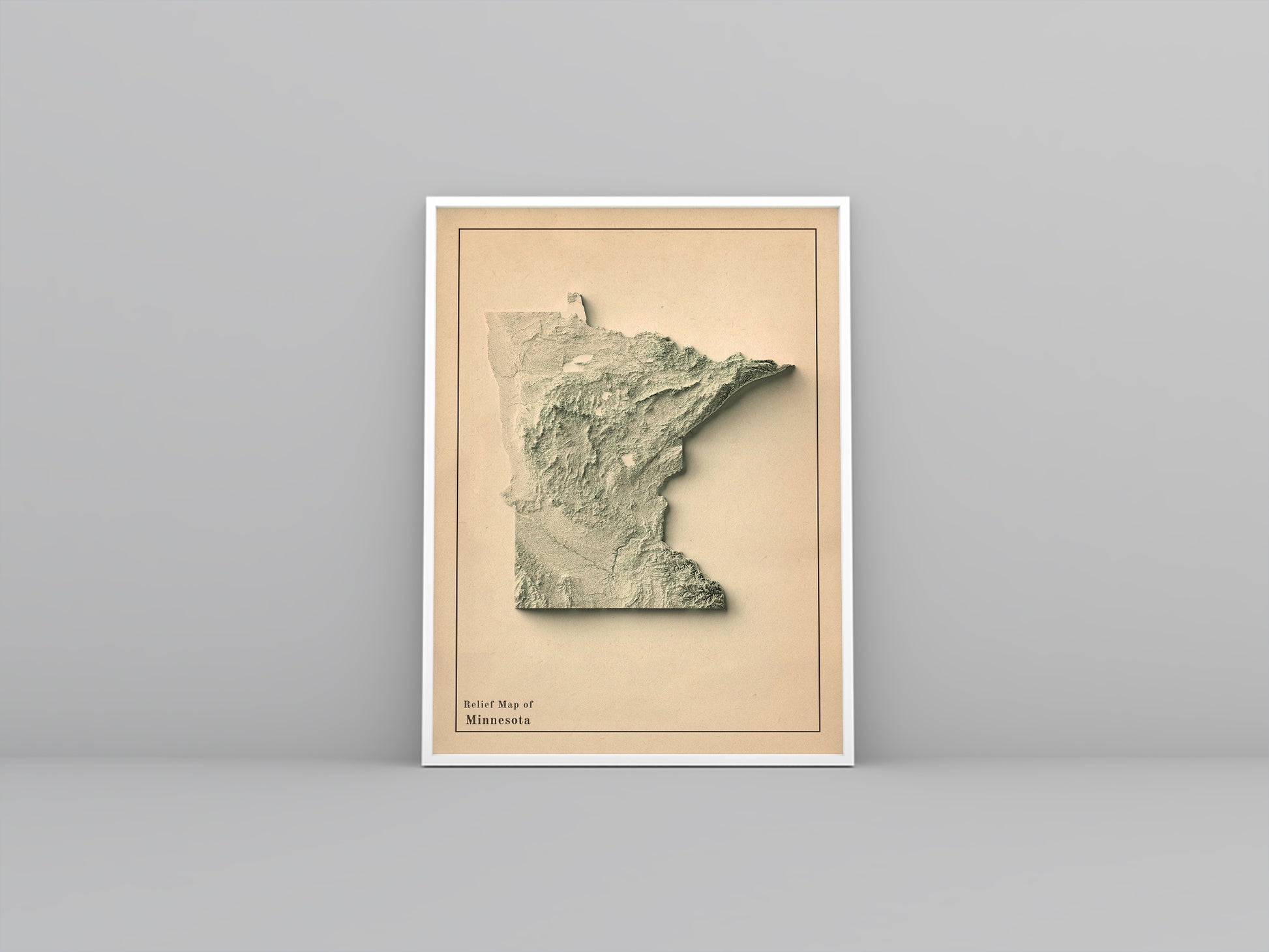 vintage shaded relief map of Minnesota