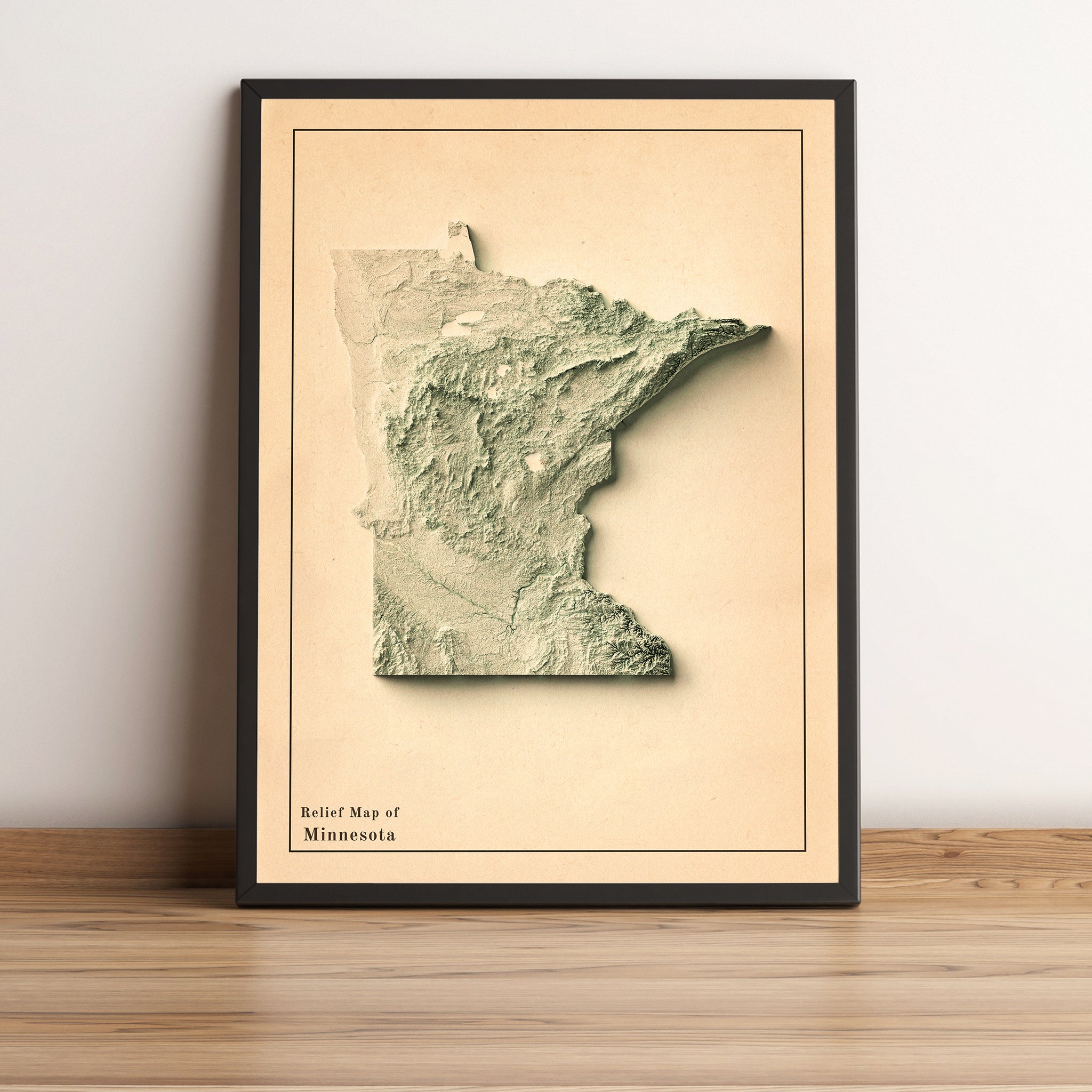 vintage shaded relief map of Minnesota