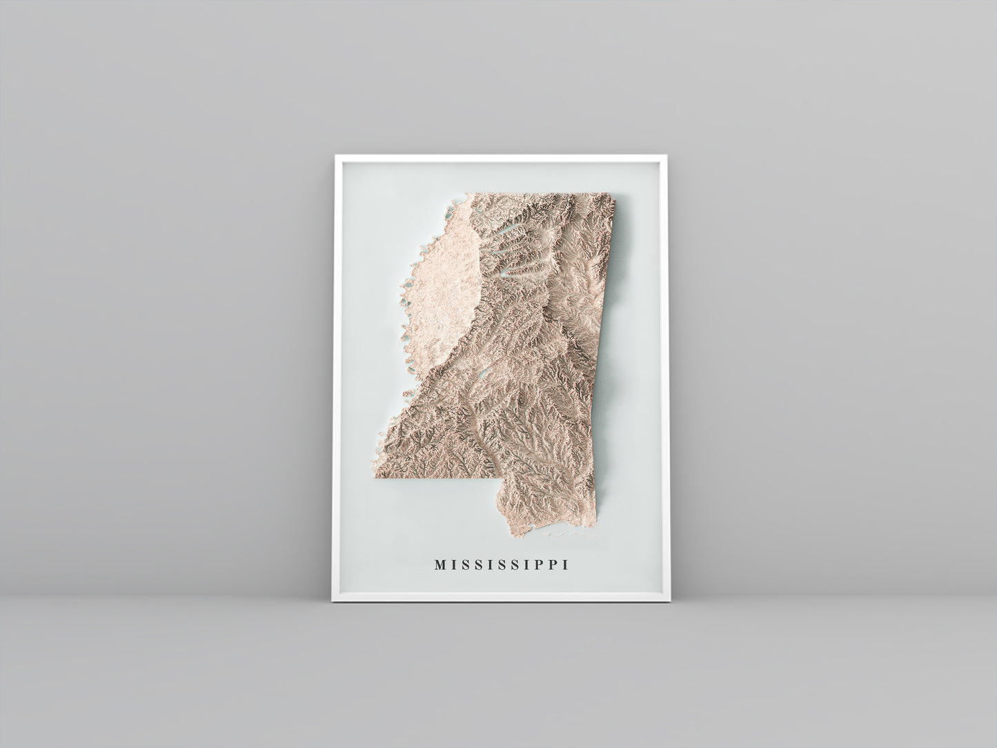 vintage shaded relief map of Mississippi