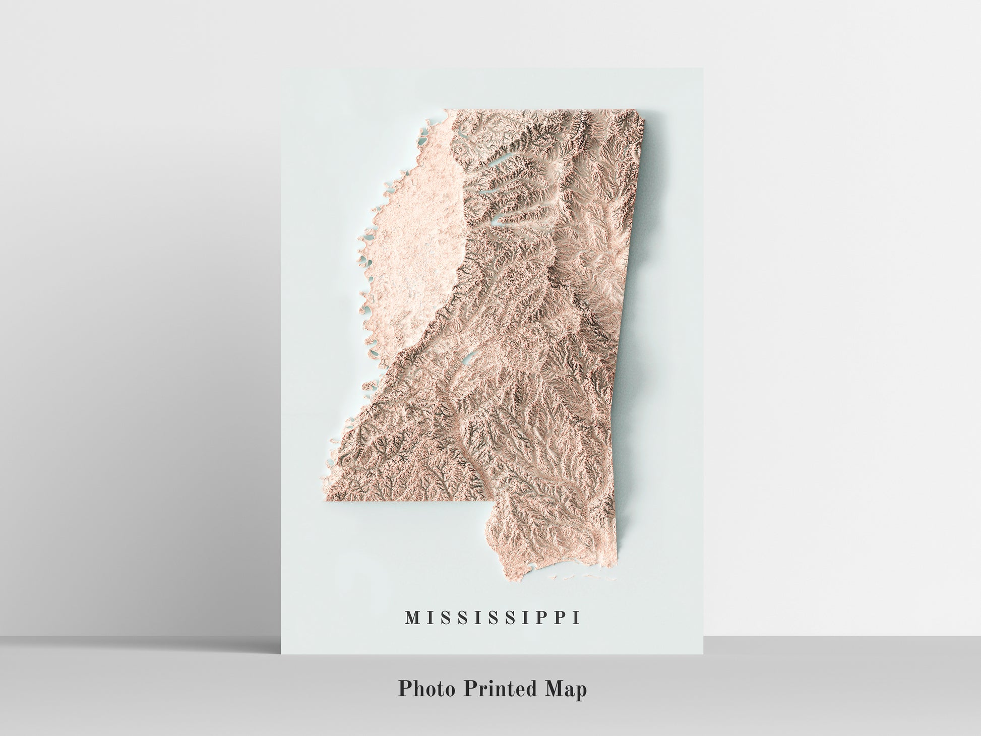 vintage shaded relief map of Mississippi