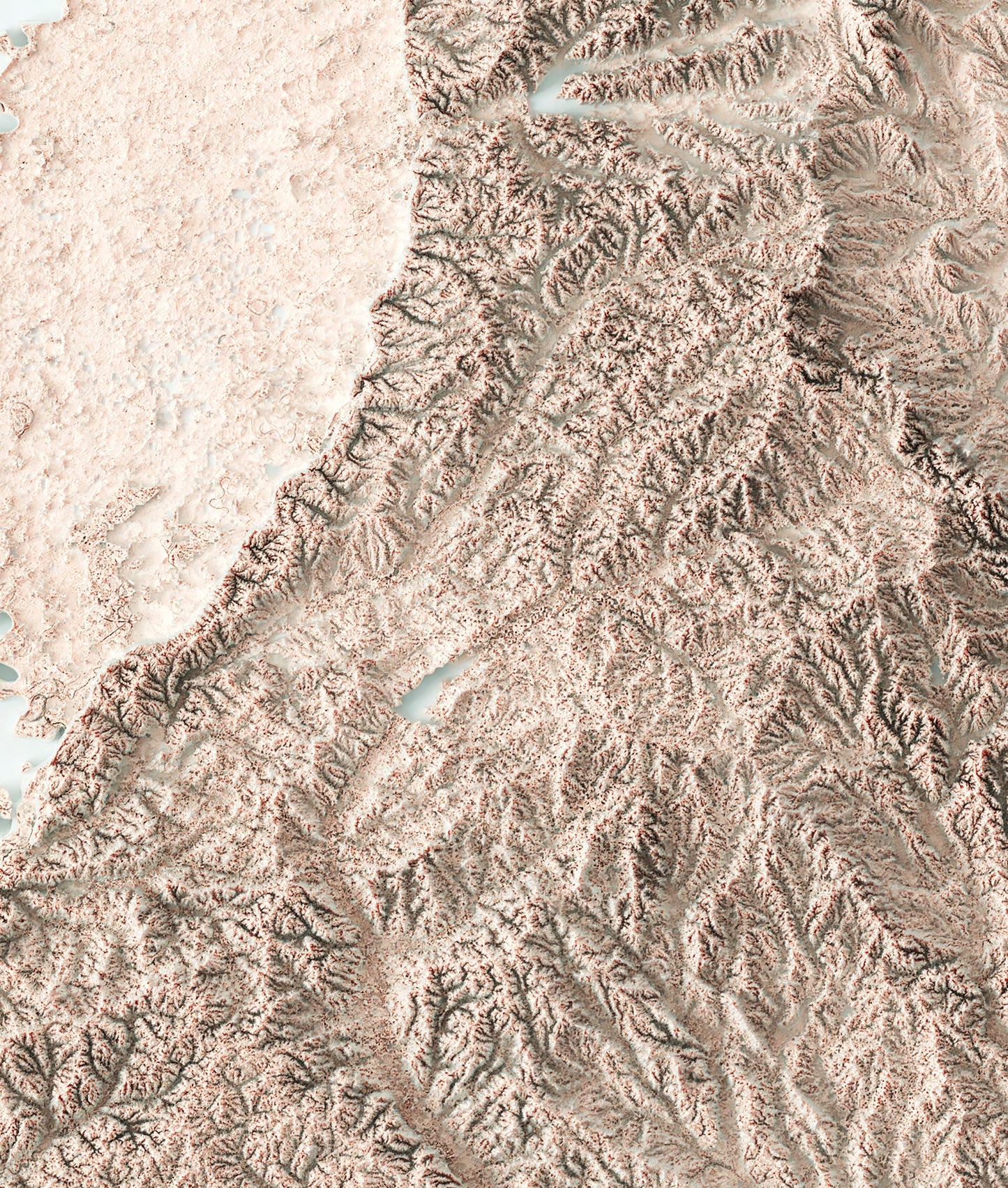 vintage shaded relief map of Mississippi