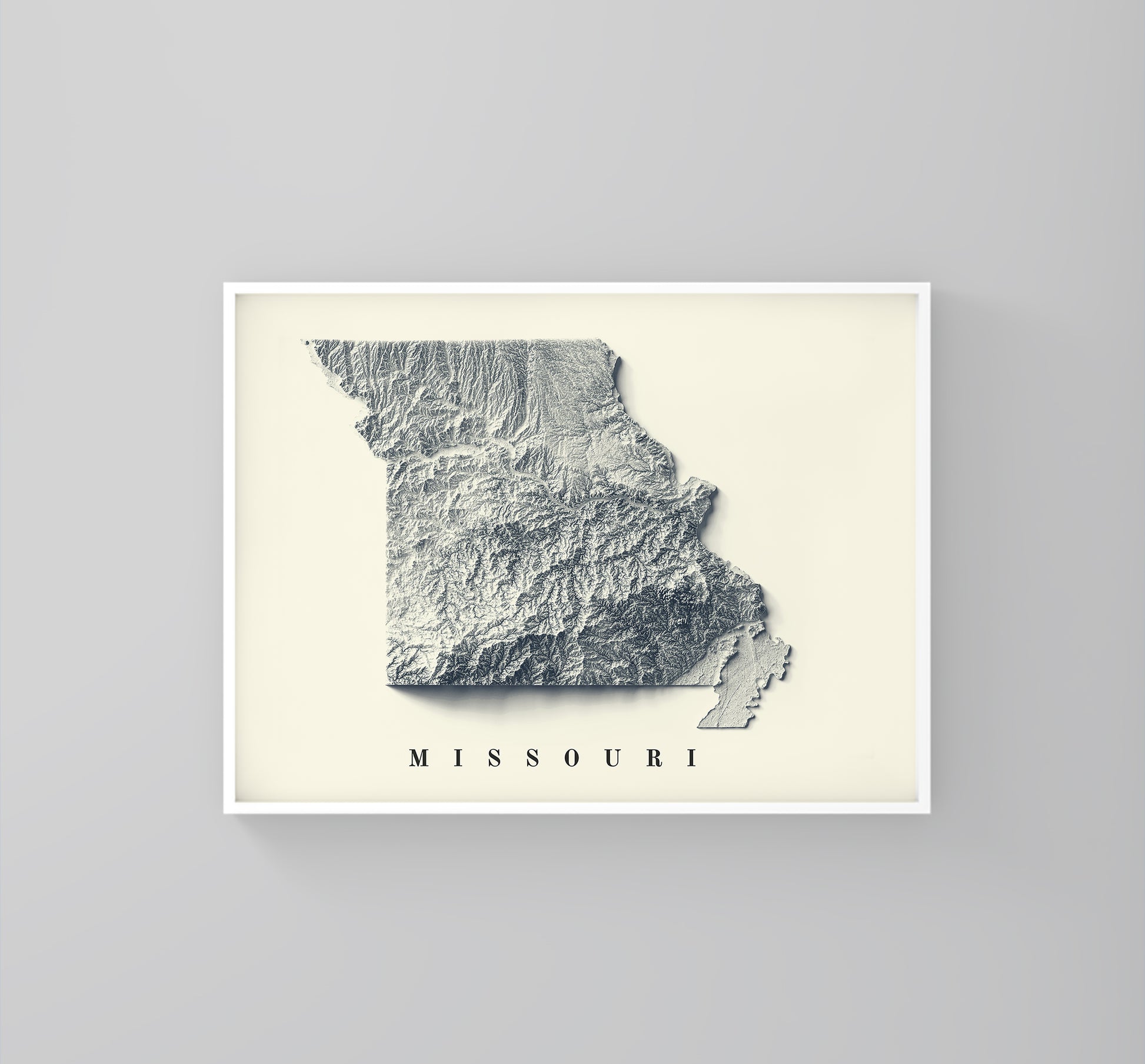 vintage shaded relief map of Missouri, USA