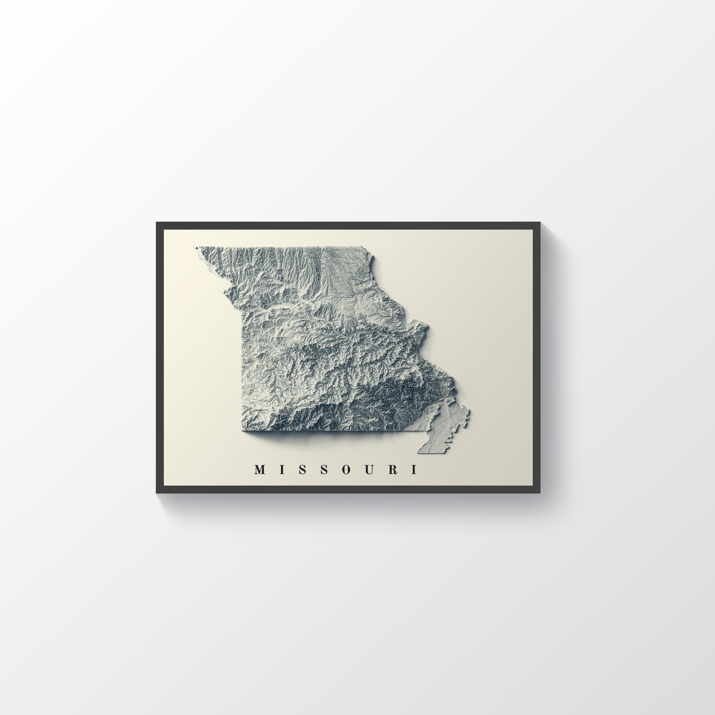 vintage shaded relief map of Missouri, USA