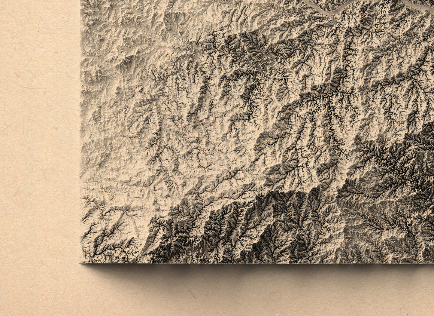 vintage shaded relief map of Missouri, USA