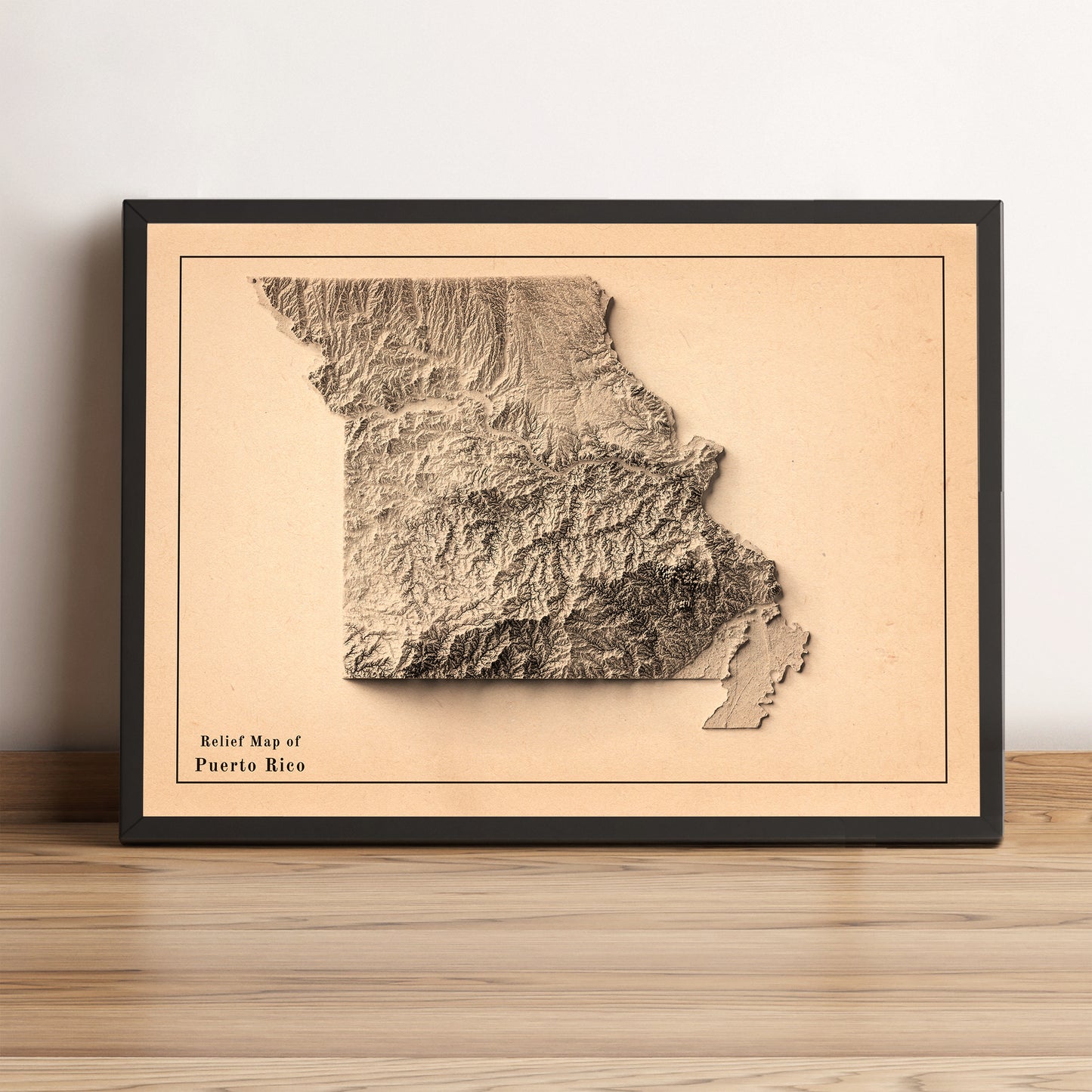 vintage shaded relief map of Missouri, USA