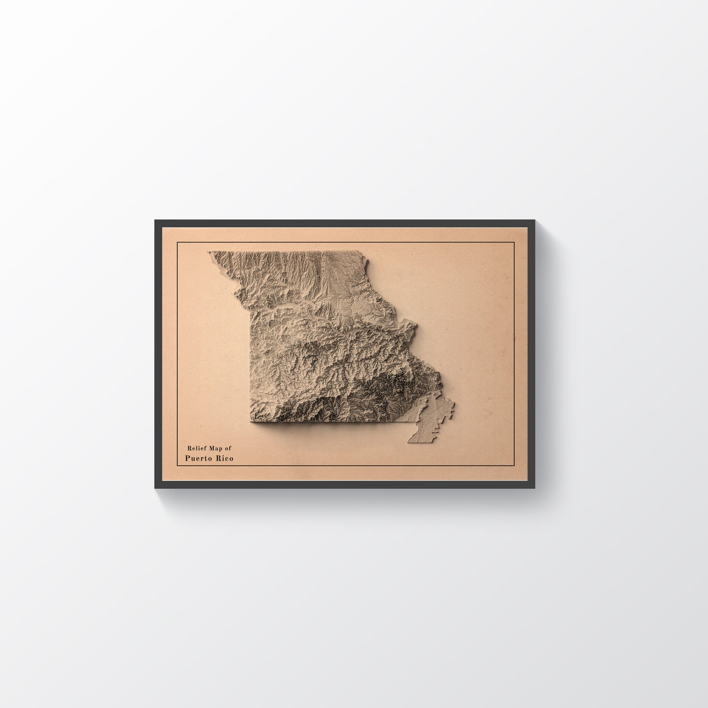 vintage shaded relief map of Missouri, USA