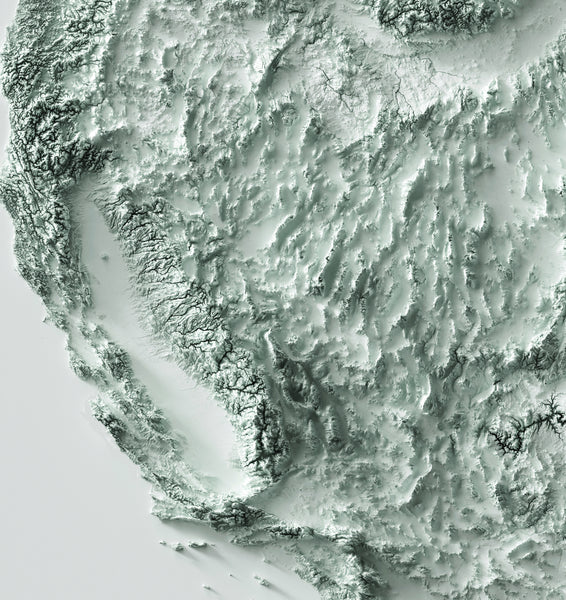 vintage shaded relief map of the western usa