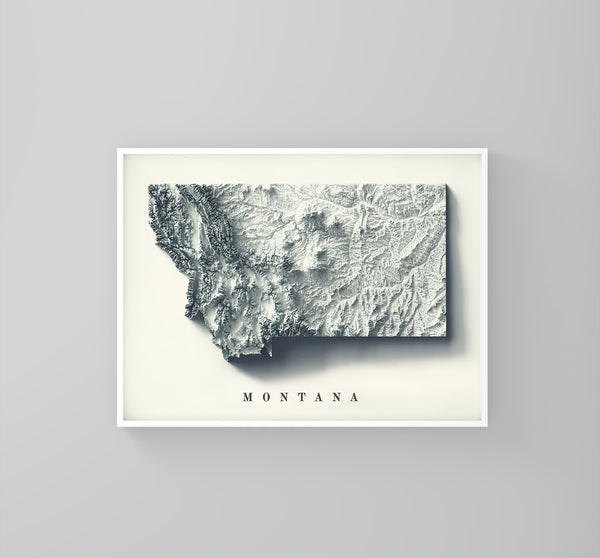 vintage shaded relief map of Montana