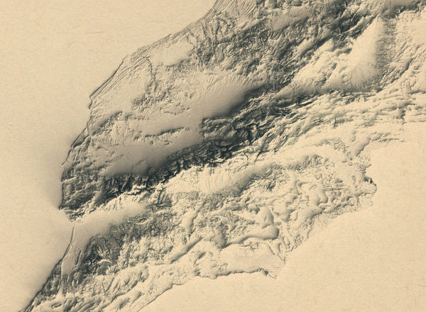 vintage shaded relief map of Morocco