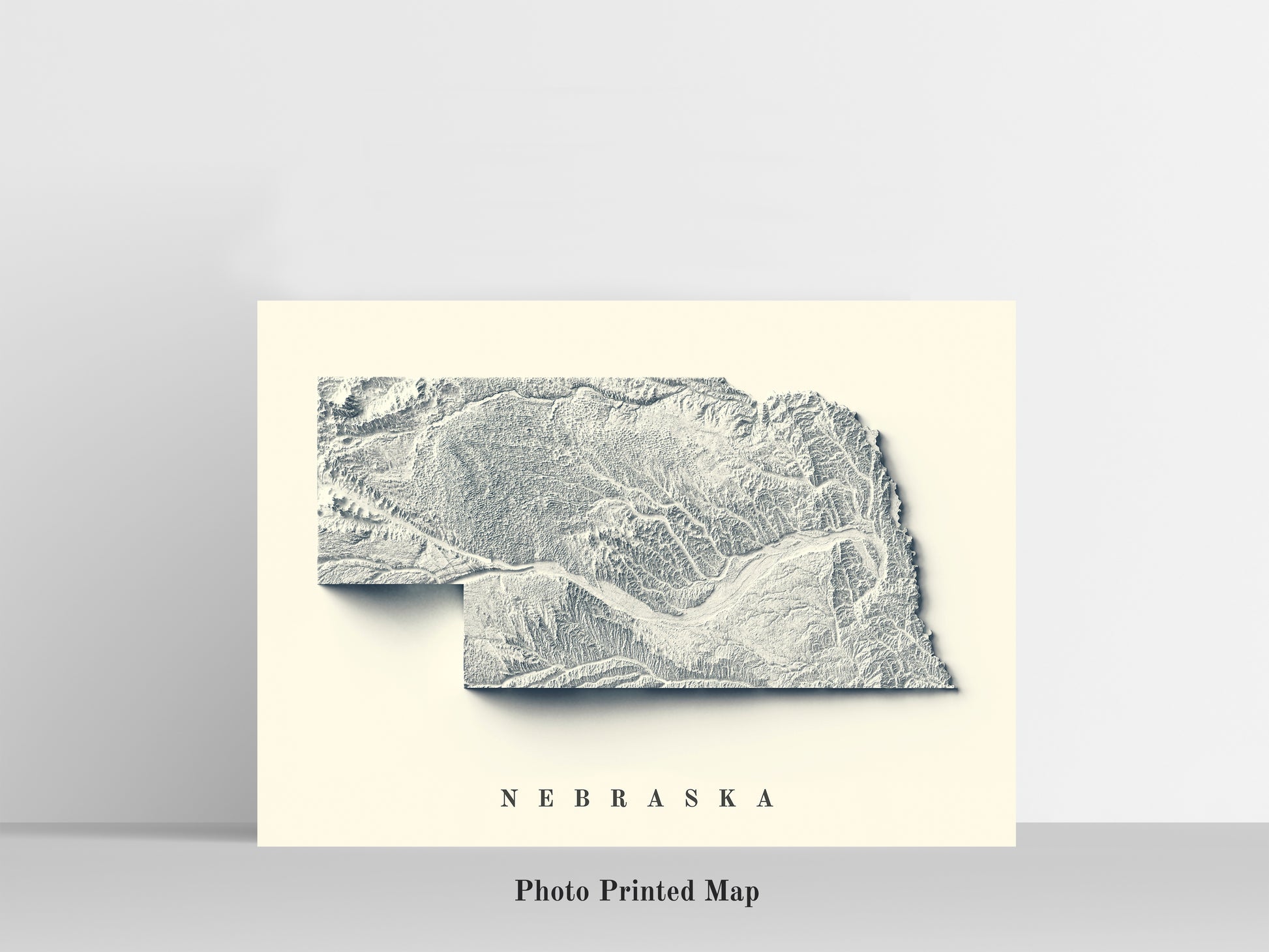 vintage shaded relief map of Nebraska