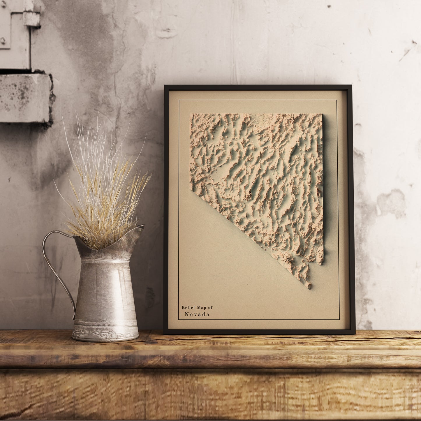 vintage shaded relief map of Nevada