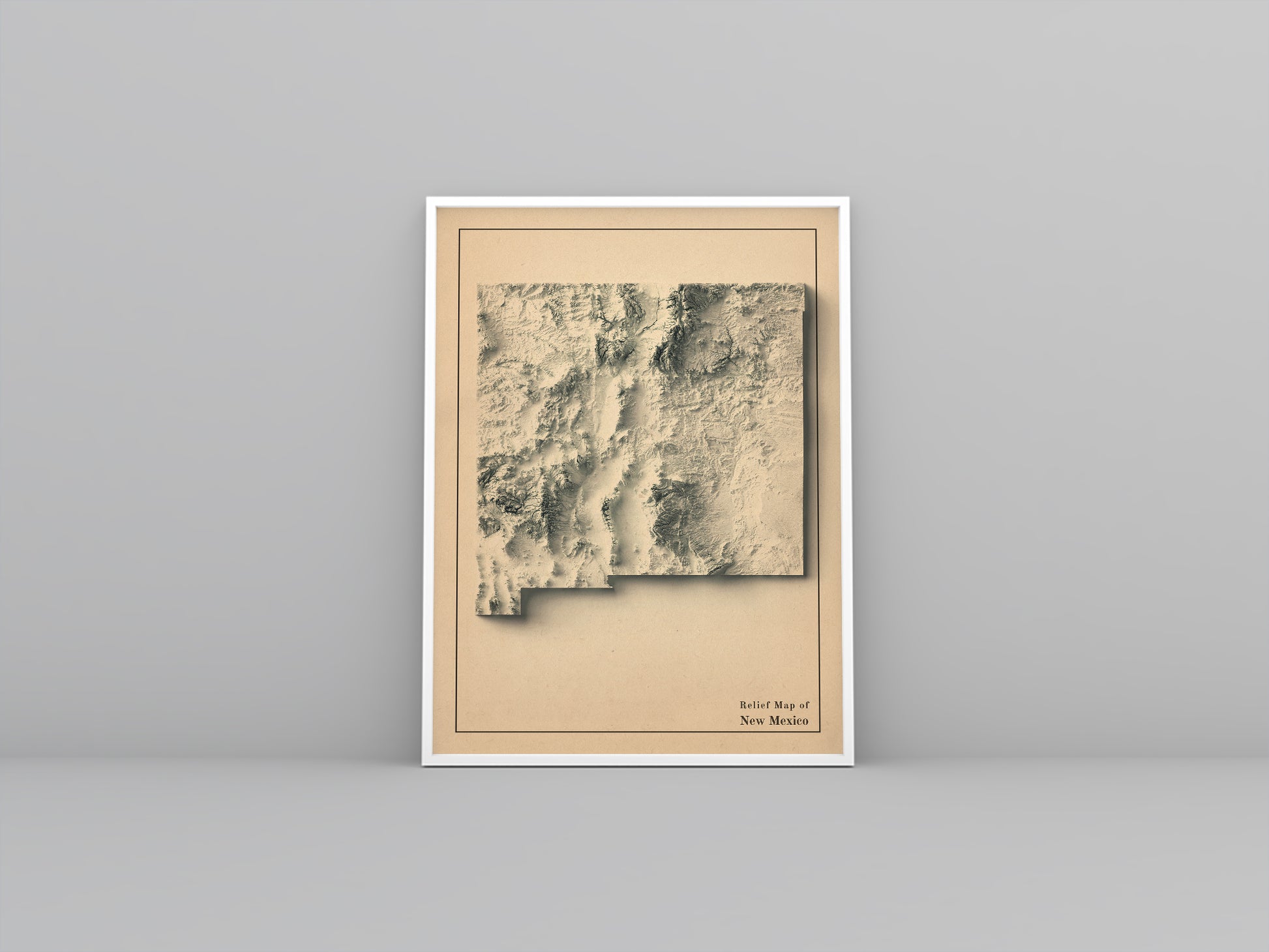 vintage shaded relief map of New Mexico