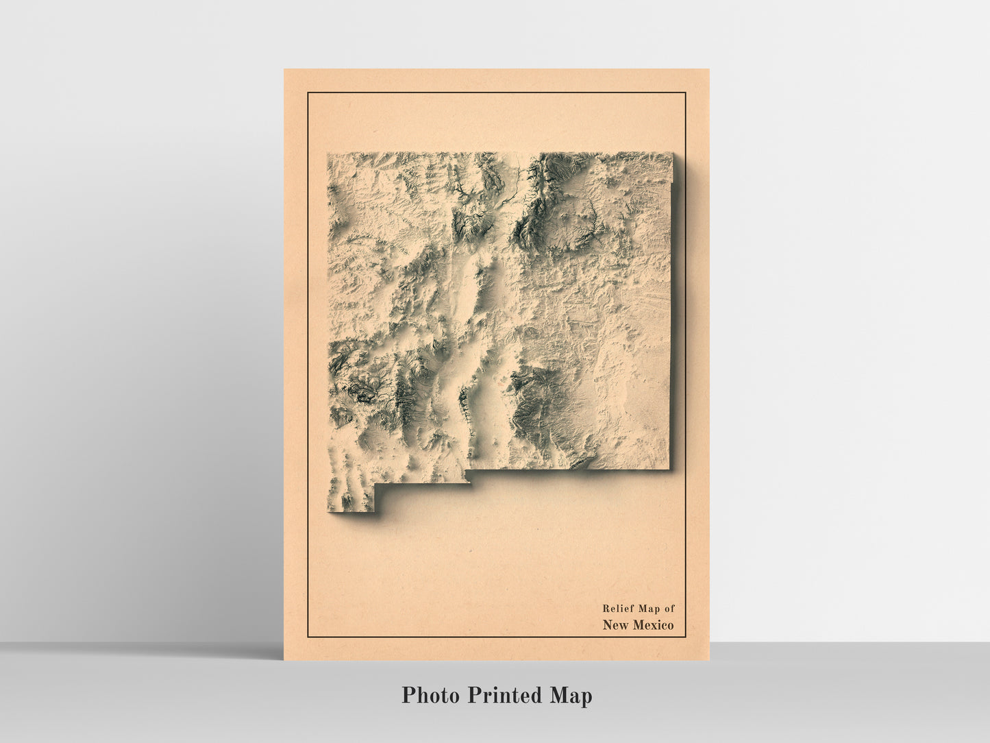 vintage shaded relief map of New Mexico